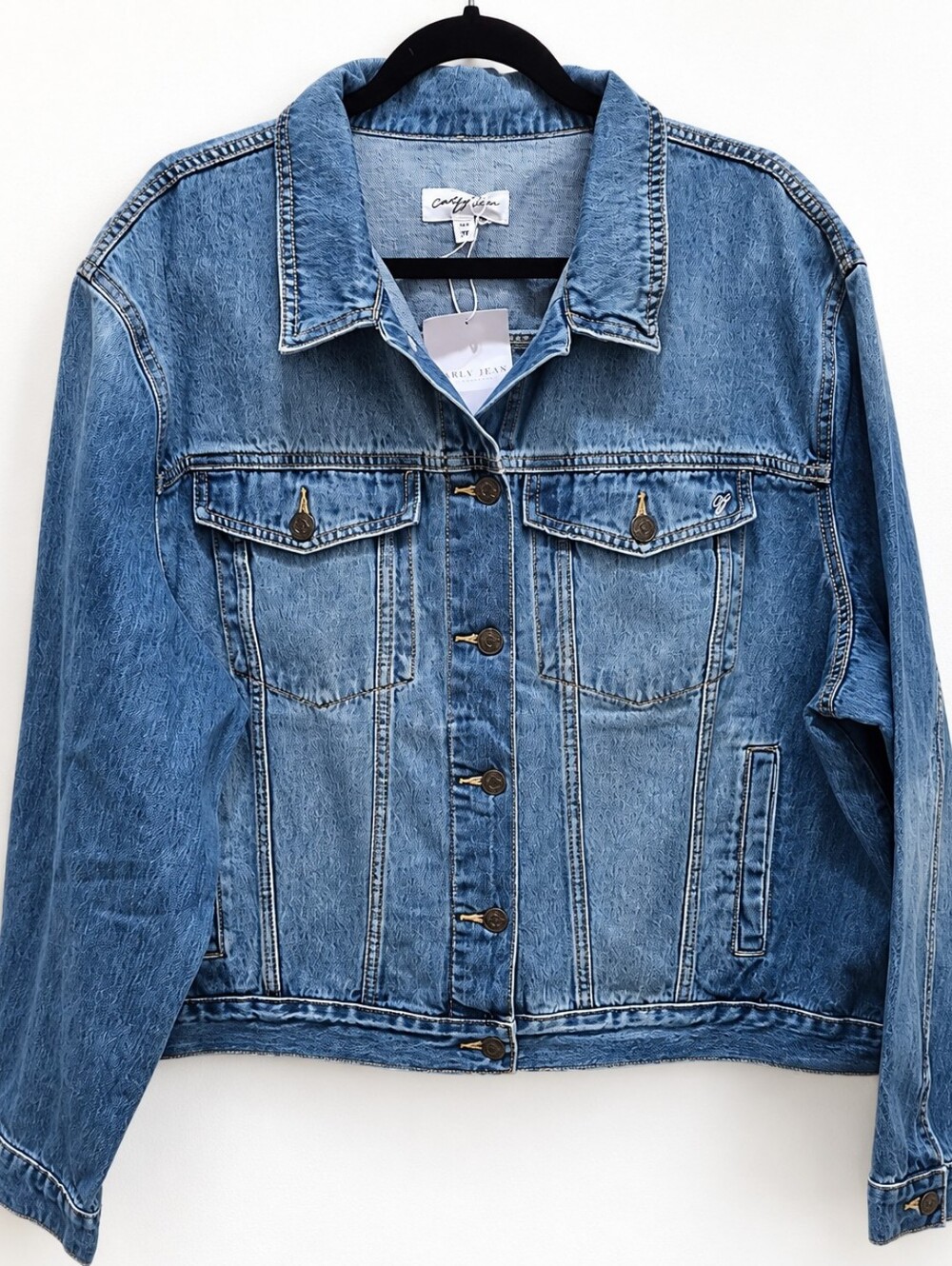 Carly Jean Los Angeles 3X Blue Denim Jean Jacket Plus Size NWT